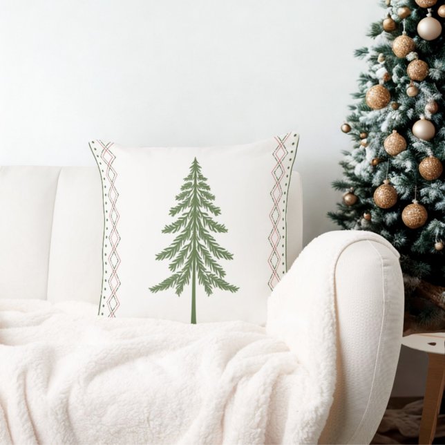 Almofada Árvore de pinos de pinheiro de Cozy Feriado de inv (Winter holiday pine tree throw pillow )