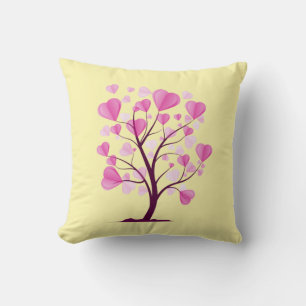 Almofada Árvore do Amor Árvore de Corações Pink Pastel Wate