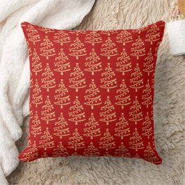 Almofada Árvore Dourada de Natal Moderna - Glam Red e Faux