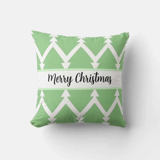 Almofada Árvore Feliz de Natal Design verde claro" (Frente)