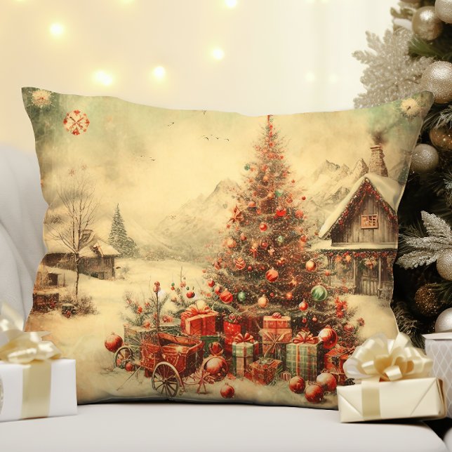 Almofada árvore natais vintages (Vintage Christmas tree Cushion)