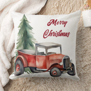 Almofada Árvore natalícia e Vintage com aquarela