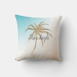 Almofada  Árvore Tropical Palm Dourada de Aqua Peach       