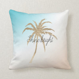 Almofada Árvore Tropical Palm Dourada de Aqua Peach