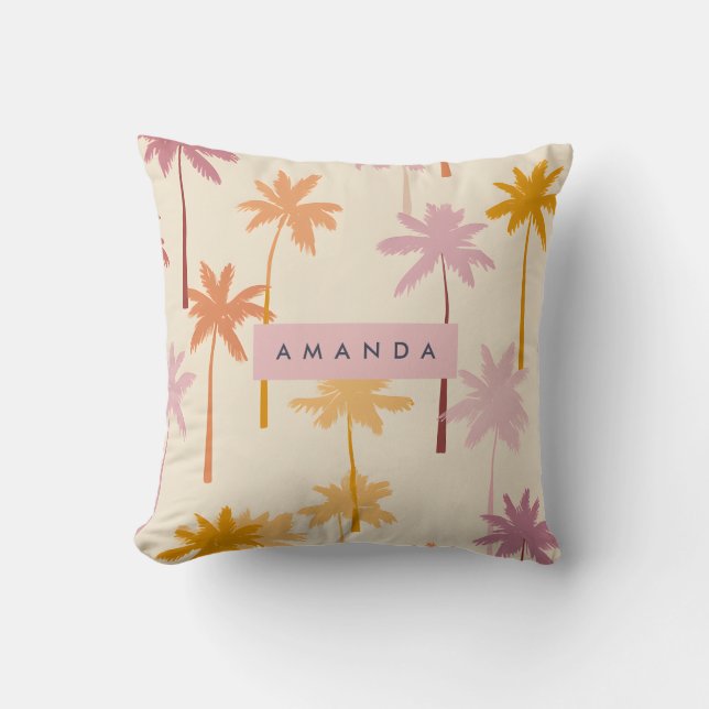 Almofada Árvore Tropical Sunset de Pastel Personalizada (Frente)