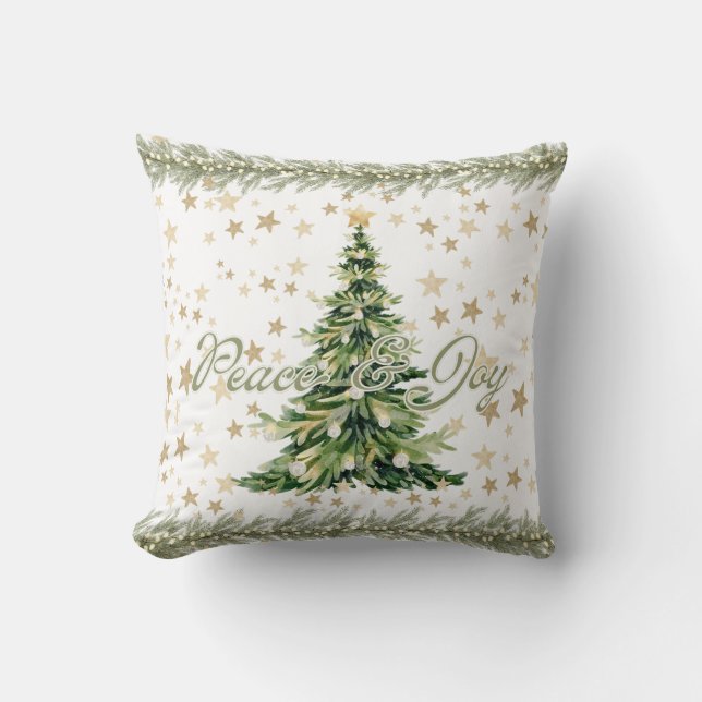 Almofada Árvore Verde De Natal Da Paz E Da Alegria (Frente)