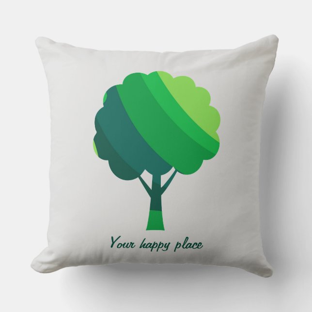 Almofada Árvore Verde Mínima Estética Personalizada (Frente)