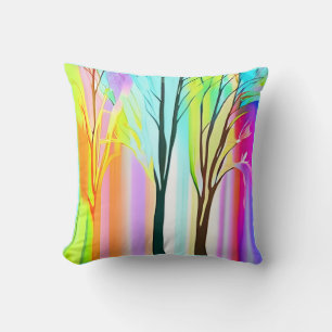 Almofada Árvores Abstratas em Pastéis Multicoloridos