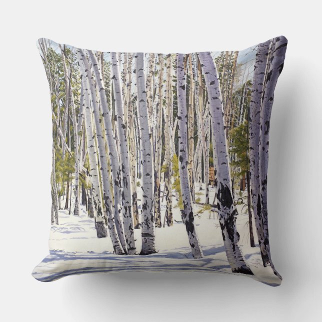 Almofada Árvores de Aspen na Floresta (Frente)