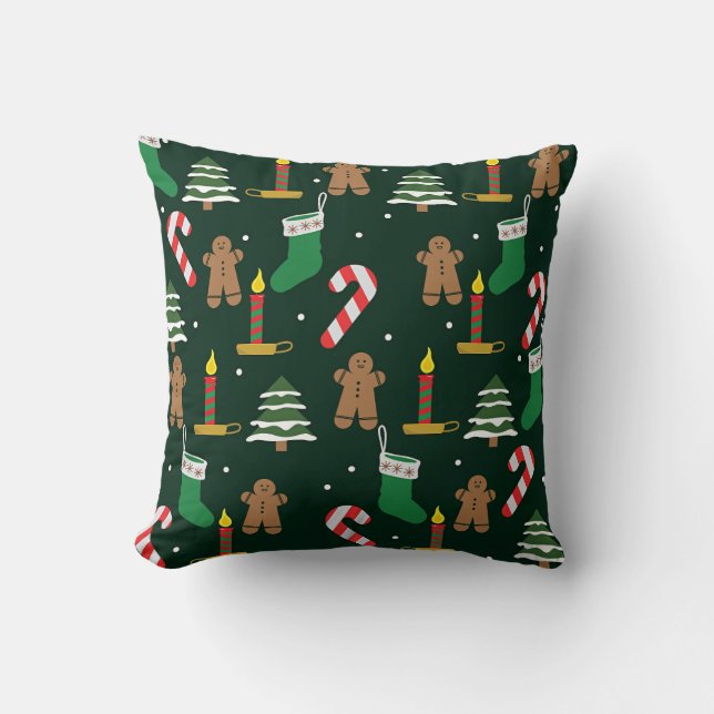 Almofada Árvores de Natal com homens de gengibre,  (Frente)