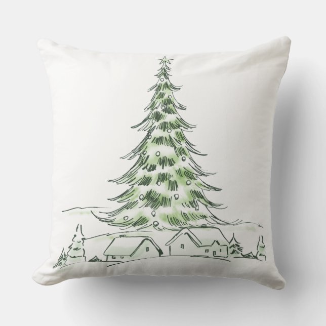 Almofada Árvores de Natal confortáveis e casas brancas de i (Frente)