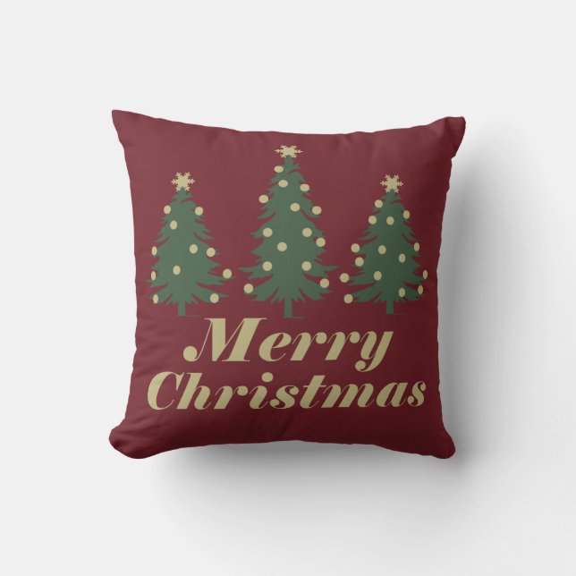 Almofada Árvores de Natal de Pinheiro Simples Decoradas (Frente)