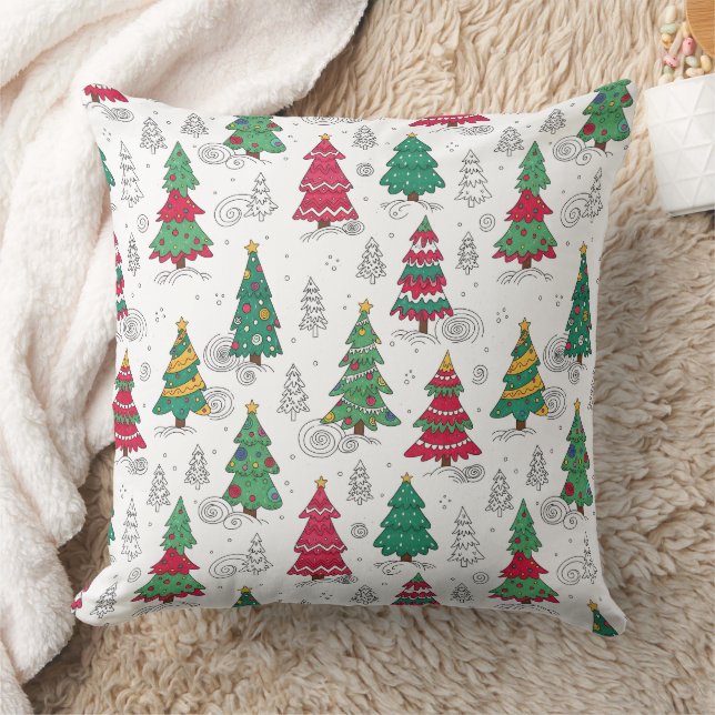 Almofada Árvores de Natal Decoradas com Estilo Caprichoso e (Cobertor)