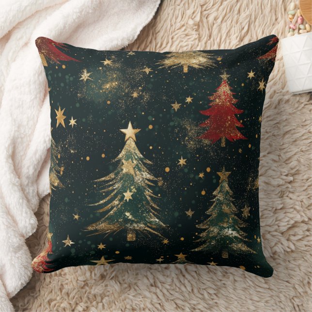Almofada Árvores de Natal e Estrelas Reluzentes (2) (Cobertor)
