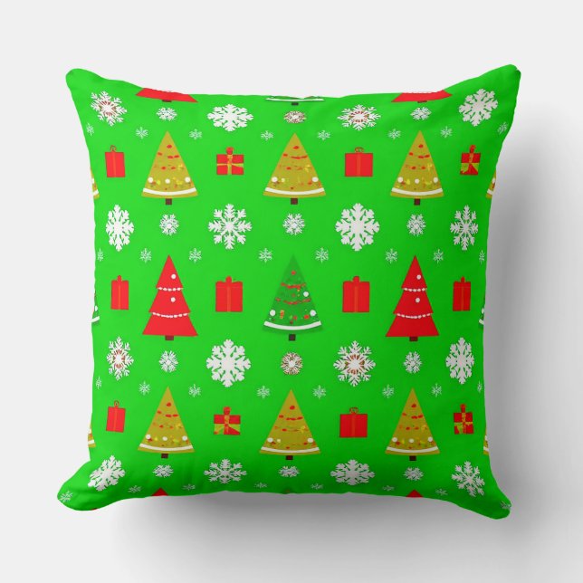 Almofada Árvores de Natal e Flocos de Neve (Frente)