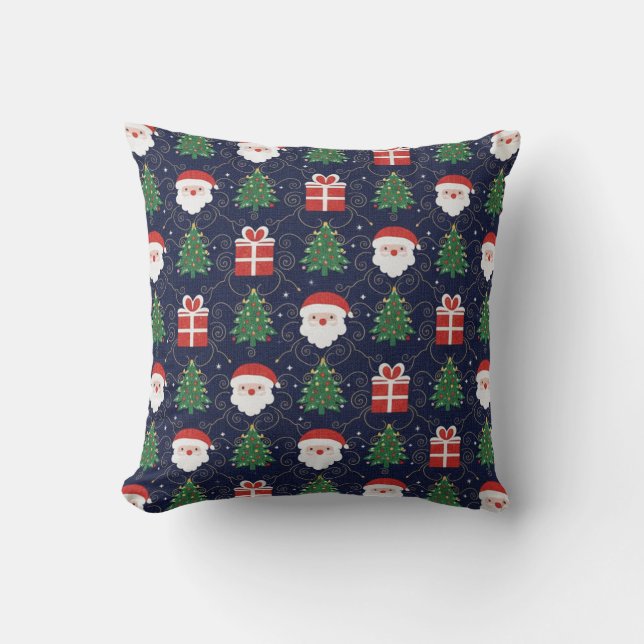 Almofada Árvores de Natal e Presentes do Papai Noel (Frente)