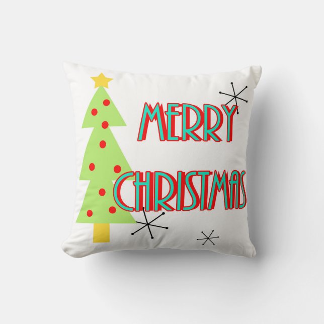 Almofada árvores de natal modernas de meados do século retr (Frente)