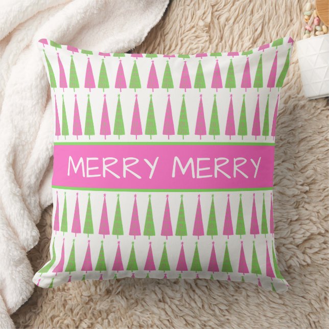 Almofada Árvores de Natal Rosa e Verde Personalizadas Prepp (Cobertor)