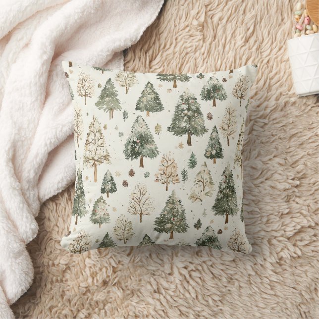 Almofada Árvores de Natal Verdes Creme (Cobertor)