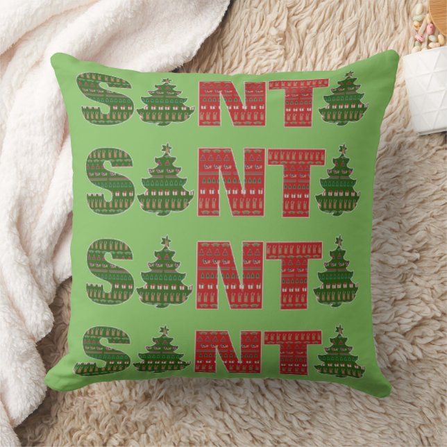 Almofada Árvores de Natal Vermelhas e Verdes do Papai Noel (Cobertor)