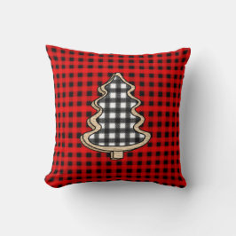 Almofada Árvores de Natal Xadrez de Búfalo, Gingham Vermelh