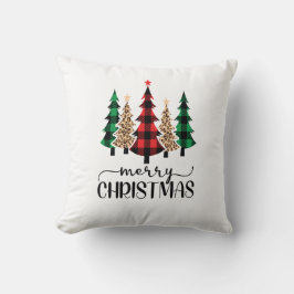 Almofada Árvores de Natal Xadrez Vermelho Verde e Preto