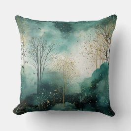 Almofada Árvores Douradas Verdes