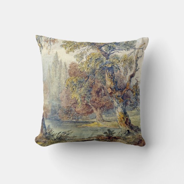 Almofada Árvores e Pond (por John Ruskin) (Frente)