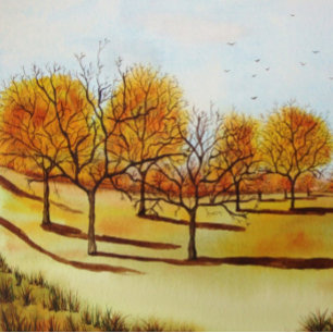 Almofada Árvores e sombras longas paisagem senínica de ou