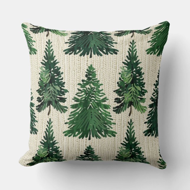 Almofada Árvores Evergreen de Natal Russas (Frente)