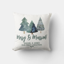 Almofada Árvores Sempre Verdes Primeiro Natal Feliz & Casad