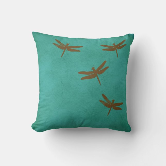 Almofada As libélulas e a cerceta coloriram o travesseiro (Frente)