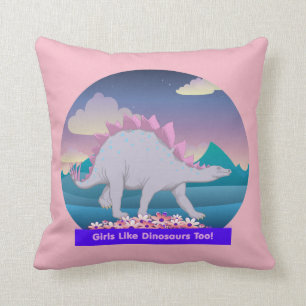 Almofada As meninas gostam de dinossauros demasiado!