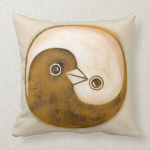 Almofada As pombas de Yin yang, ouro e lustram um coxim