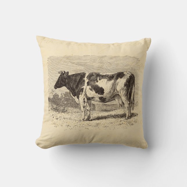 Almofada As vacas retros da grande vaca holandesa dos 1800s (Frente)