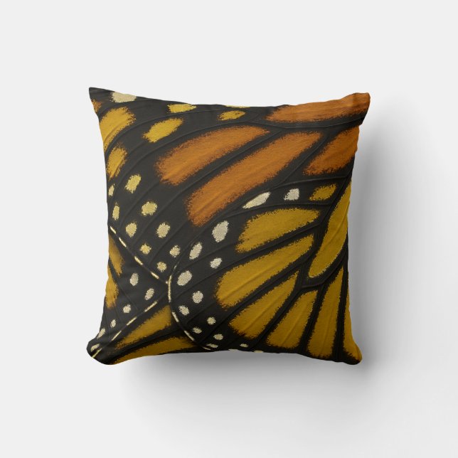 Almofada Asa de Borboleta Monarca Laranja e Amarela Maripos (Frente)