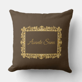 Almofada Asante Sana Espresso & Tan Gilded Frame Reversible