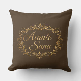Almofada Asante Sana Espresso & Tan  – Moldura Dourada Reta