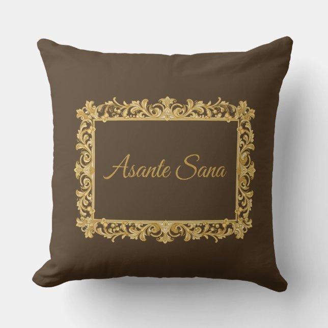 Almofada Asante Sana Espresso & Tan Reversível – Dourado Fr (Frente)