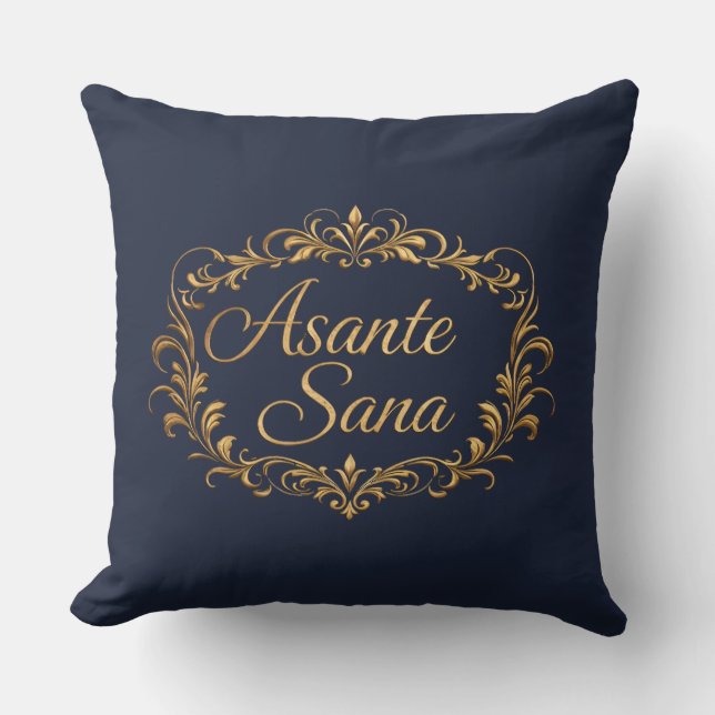 Almofada Asante Sana Midnight Navy & Marfim – Âncora Noir (Frente)