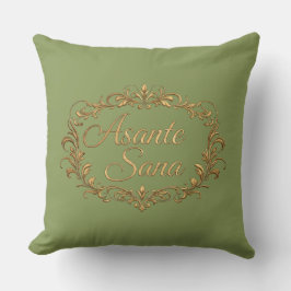 Almofada Asante Sana Sage & Ivory – Oval Reversível Dourado