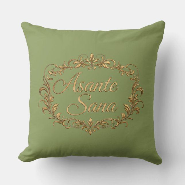 Almofada Asante Sana Sage & Ivory – Oval Reversível Dourado (Frente)