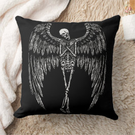 Almofada Asas de Anjo Esquelético em Preto e Branco