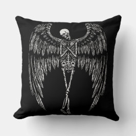 Almofada Asas de Anjo Esquelético em Preto e Branco
