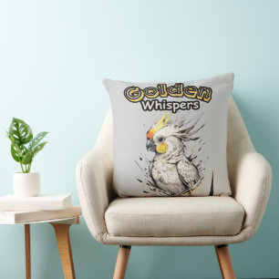 Almofada Asas de Aquarela Cockatiel em voo