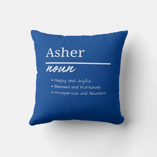 Almofada Asher, Definição de Nome Personalizado para Rapaze (Verso)