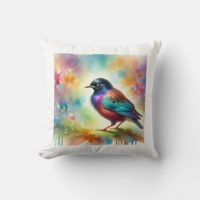 Almofada Asian glossy starling 050824AREF145 - Watercolor (Frente)
