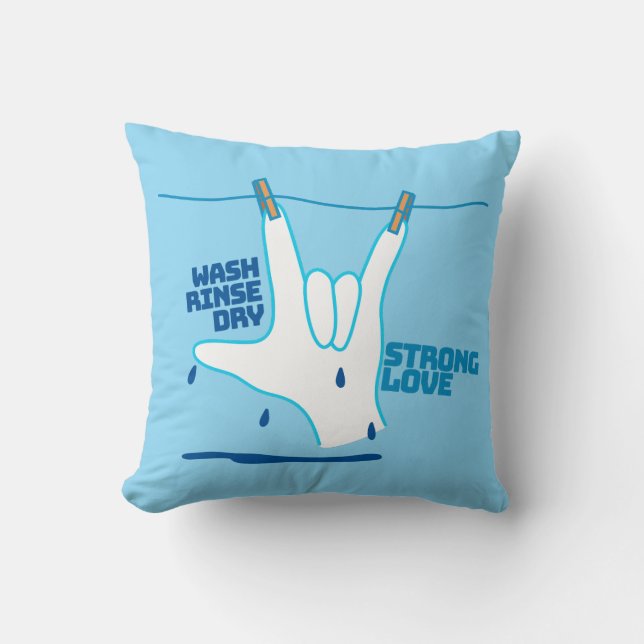 Almofada ASL Design - Wash, Rinse, and Dry Love ILY (Frente)