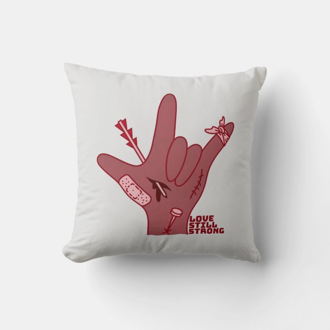 Almofada ASL ILY Design - Love Wounded But Still Strong (Frente)