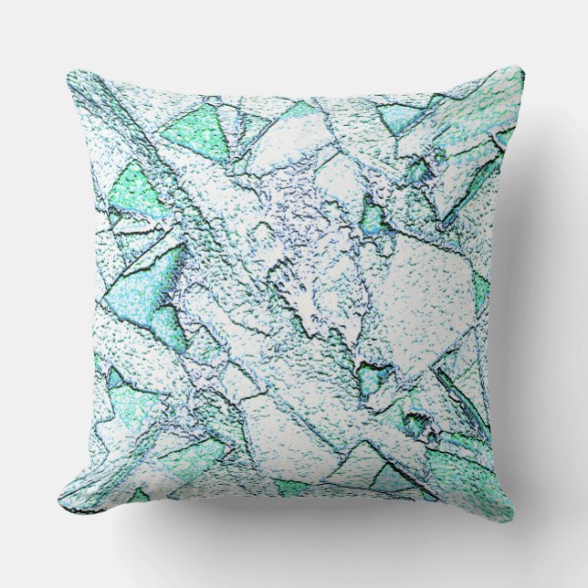 Almofada Áspero como rocha, num  de ciano e menta (Frente)